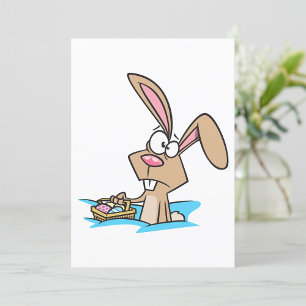 Osterhase mit Korb voller Eier Einladung
