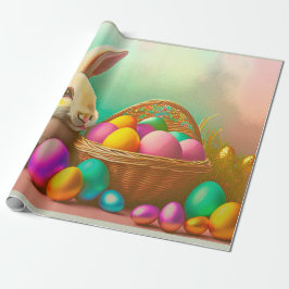 Osterhase mit Korbkollektion Geschenkpapier