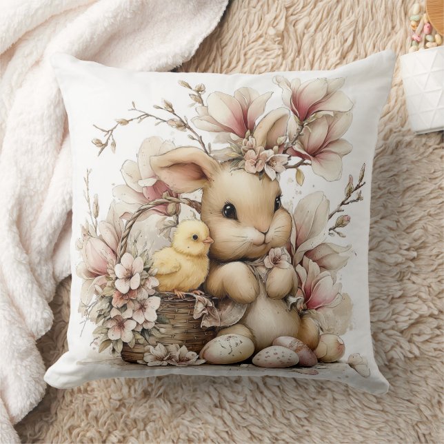 Osterhase mit Küken  Kissen (Decke)