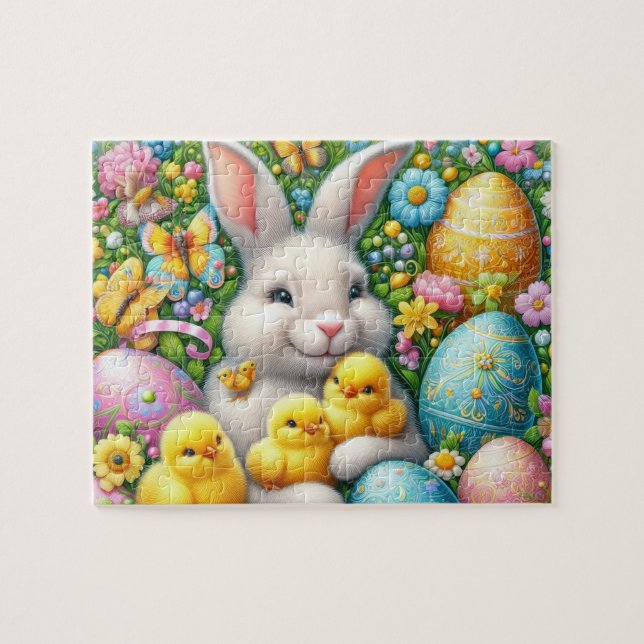 Osterhase mit Küken Puzzle (Horizontal)