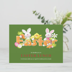 Osterhase mit lustigem Text Grußkarten Einladung