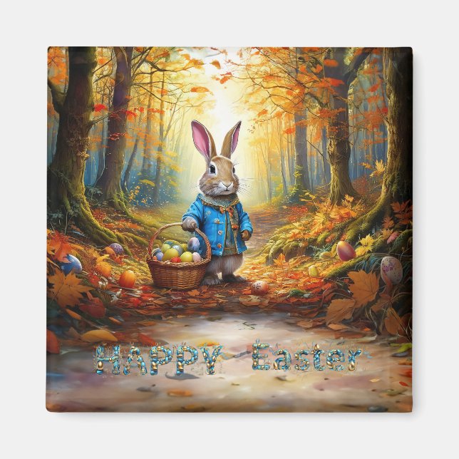 Osterhase mit Ostereierkorb Magnet (Vorne)