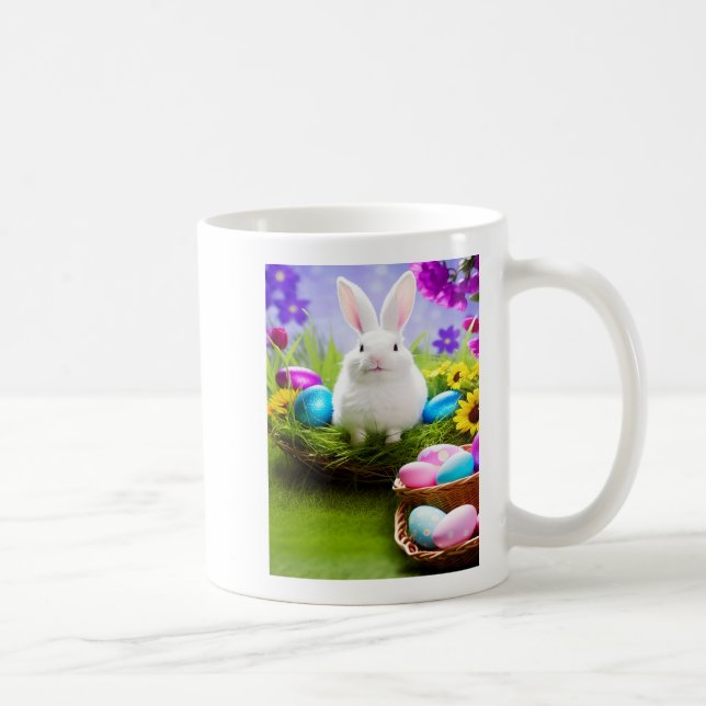 Osterhase mit Ostereierkörbe Kaffeetasse (Rechts)