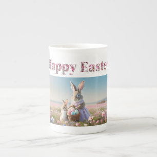 Osterhase mit Ostereiern Frohe Ostern Prozellantasse