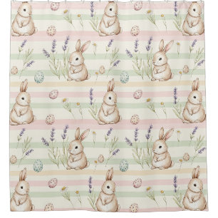 Osterhase mit Ostereiern Frühling Pastell-Muster ( Duschvorhang