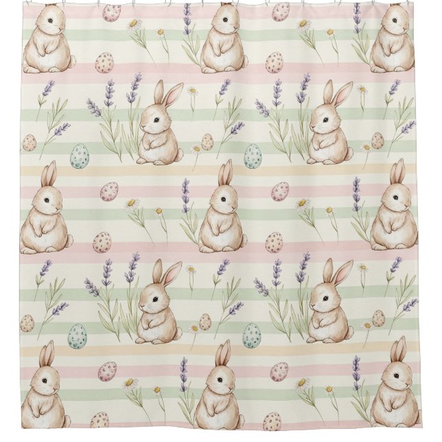 Osterhase mit Ostereiern Frühling Pastell-Muster ( Duschvorhang (Vorderseite)