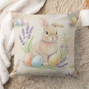 Osterhase mit Ostereiern Frühling Pastell-Muster ( Kissen