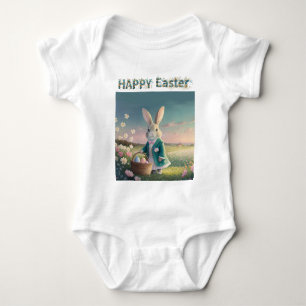 Osterhase mit Ostereiern Happy Osterfest Baby Strampler