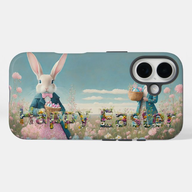 Osterhase mit Ostereiern Happy Osterfest Case-Mate iPhone Hülle (Rückseite (Horizontal))