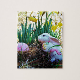 Osterhase mit rosa Ei Puzzle
