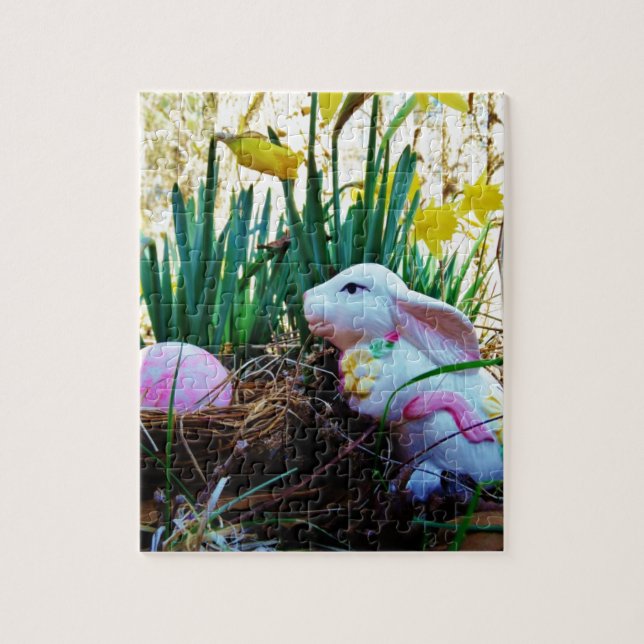 Osterhase mit rosa Ei Puzzle (Vertikal)