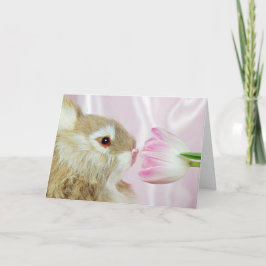 Osterhase mit rosa Tulip Feiertagskarte