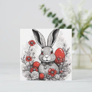 Osterhase mit roten Eiern Feiertagskarte