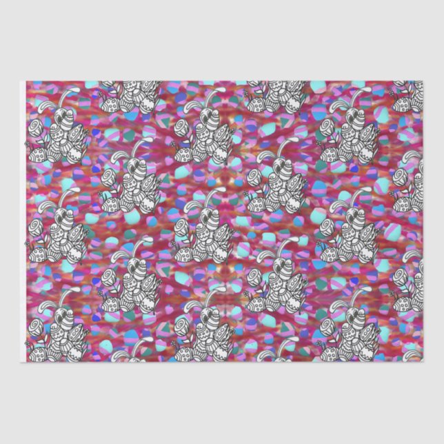 Osterhase mit roten Eiern Seidenpapier (Vorderseite)