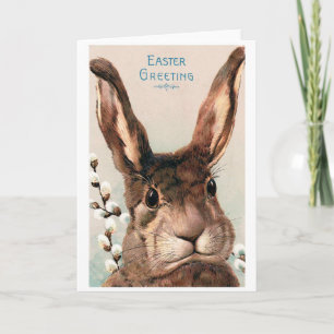 Osterhase mit Schmollmund im Vintage-Stil Karte