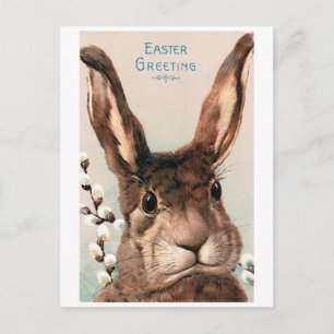 Osterhase mit Schmollmund im Vintage-Stil Postkarte