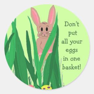 Osterhase mit Spruch Runder Aufkleber