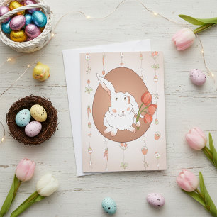 Osterhase mit Tulpen Frühlingsferien-Hase Einladung