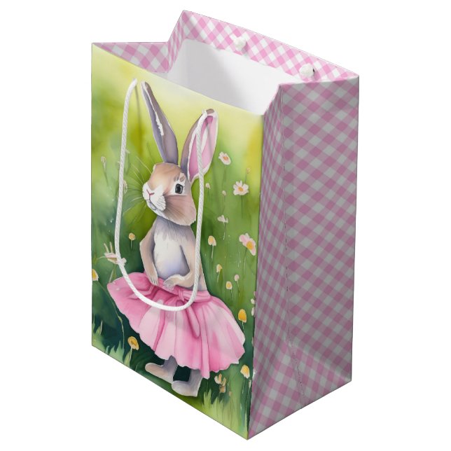 Osterhase mit Tutu Mittlere Geschenktüte (Vorderseite Schrägansicht)