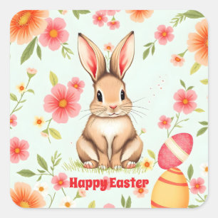 Osterhase Moderne Feiertagskollektion Quadratischer Aufkleber