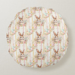 Osterhase Nahtloser Stoff – Pastell Süßer Hase  Rundes Kissen