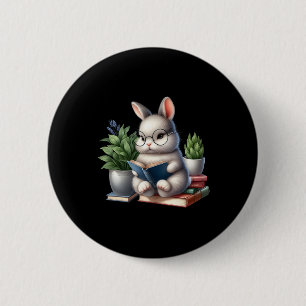 Osterhase Niedliche Bunny Book Lovers Paradies Button
