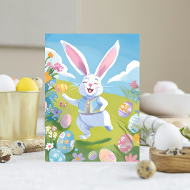 Osterhase | Niedliche Osterpastel-Wildblume Feiertagskarte