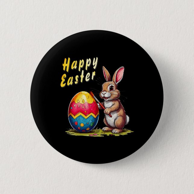 Osterhase Osterei Comic für Frohe Ostern  Button (Vorderseite)