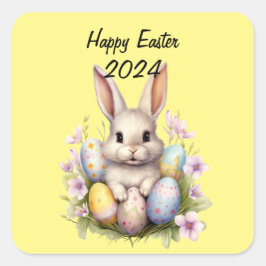 Osterhase & Ostereier Kunstwerk Quadratischer Aufkleber