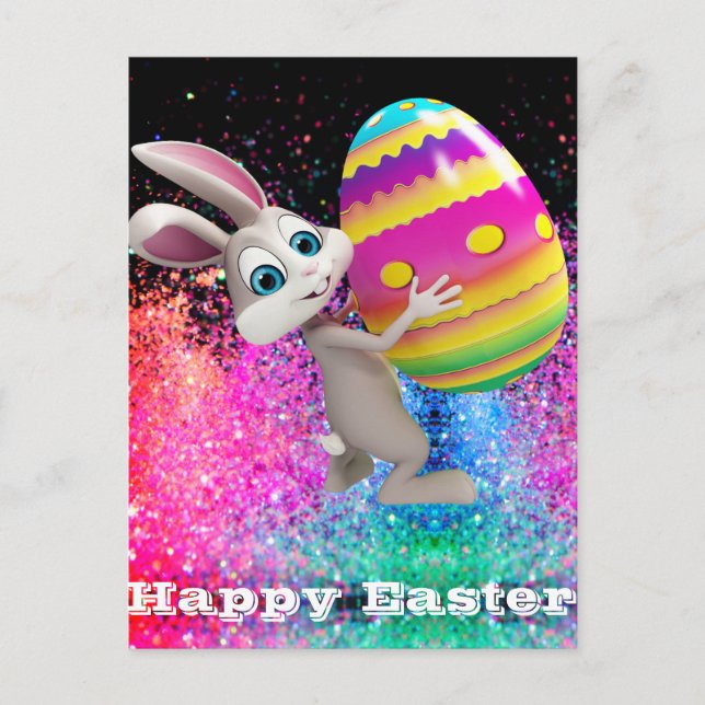 Osterhase Ostern Ei Sparkle Happy Ostern Postkarte (Vorderseite)