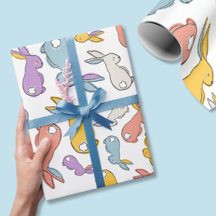 Osterhase Ostern Pastell Handgezeichnetes Einwicke Geschenkpapier