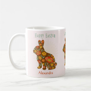 Osterhase Personalisiert Gold Glitzer Farbenfroh Kaffeetasse