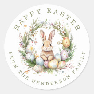 Osterhase personalisierte Namens-Rundaufkleber Runder Aufkleber