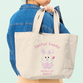 Osterhase Pink Tulip Personalisierter Name Feierta Jumbo Stoffbeutel