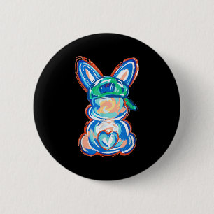 Osterhase Pinselstrich Frohe Ostern Frauen Junge Button