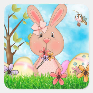 Osterhase Quadratischer Aufkleber