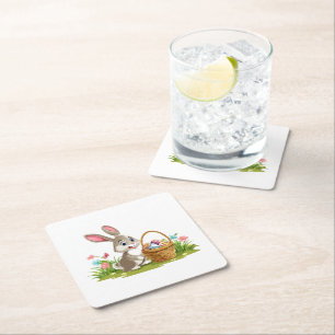 Osterhase Rechteckiger Pappuntersetzer