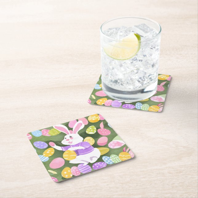 Osterhase Rechteckiger Pappuntersetzer (Vor Ort)