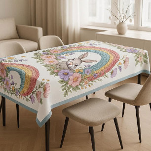 Osterhase Regenbogen Kunst Frühling Wildblumen Wie Tischdecke