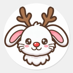 Osterhase-Rentier-Weihnachtsklassiker-Rundaufklebe Runder Aufkleber