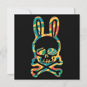 Osterhase Retro Gefärbte Krawatte Bunny Skull Kreu Feiertagskarte