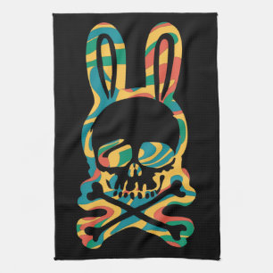 Osterhase Retro Gefärbte Krawatte Bunny Skull Kreu Geschirrtuch