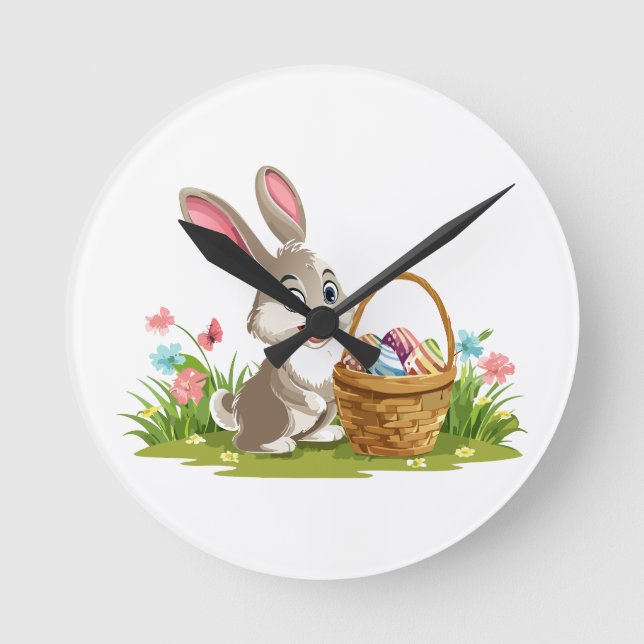 Osterhase Runde Wanduhr (Vorderseite)