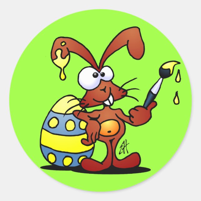 Osterhase Runder Aufkleber (Vorderseite)