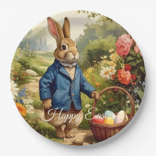 Osterhase sammelt Ostereier Pappteller