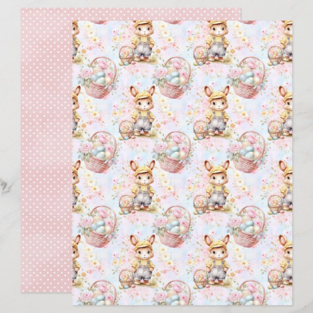Osterhase-Schabblonenpapier im Vintage-Stil (Vorne/Hinten)