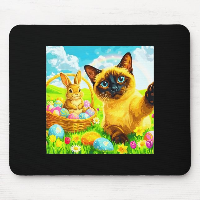 Osterhase Siamese Katze Selfie Kaninchen Kätzchen  Mousepad (Vorne)