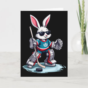 Osterhase spielt Hockey Halloween Karte
