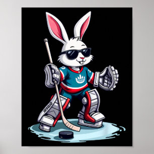 Osterhase spielt Hockey Halloween Poster