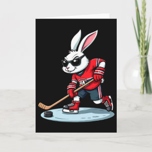 Osterhase spielt Hockey  Karte